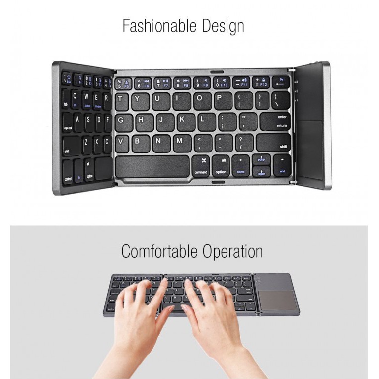 B033 - Three Layers Generic Mini Bluetooth Foldable Keyboard with Touchpad For Windows Android IOS