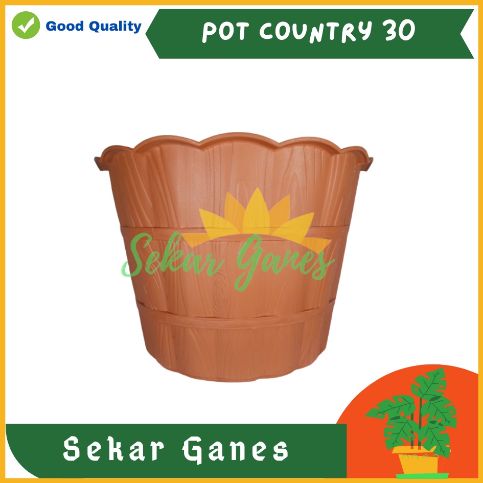 Pot Shallom Country 30 Merah Bata Coklat Terracotta Terakota Putih Pot Motif Gentong Kayu Tebal Cantik Pot Bunga Putih Besar Pot Plastik Murah Grosir