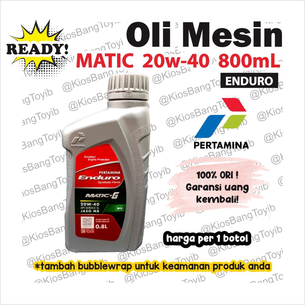 Oli Mesin Motor Matic Pertamina ENDURO MATIC &quot;G&quot; 20w 40 (800mL)