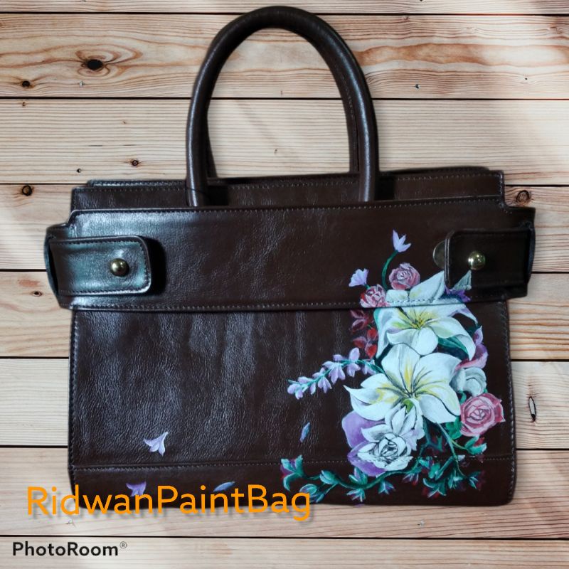 Jasa lukis tas kulit/jaket dompet dan sepatu