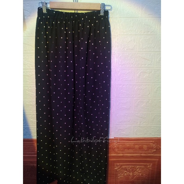 ROK POLKADOT  SKIRT ROK PANJANG WANITA MODEL LONGGAR PINGGANG KARET  KOREA TERBARU TERMURAH PREMIUM-Hitam Polka new