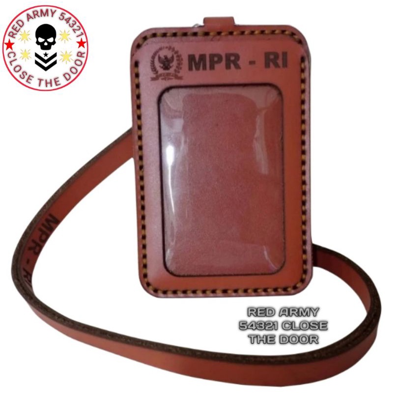 

Holder ID Card Kulit Asli - Tali Lanyard Nametag Logo MPR RI