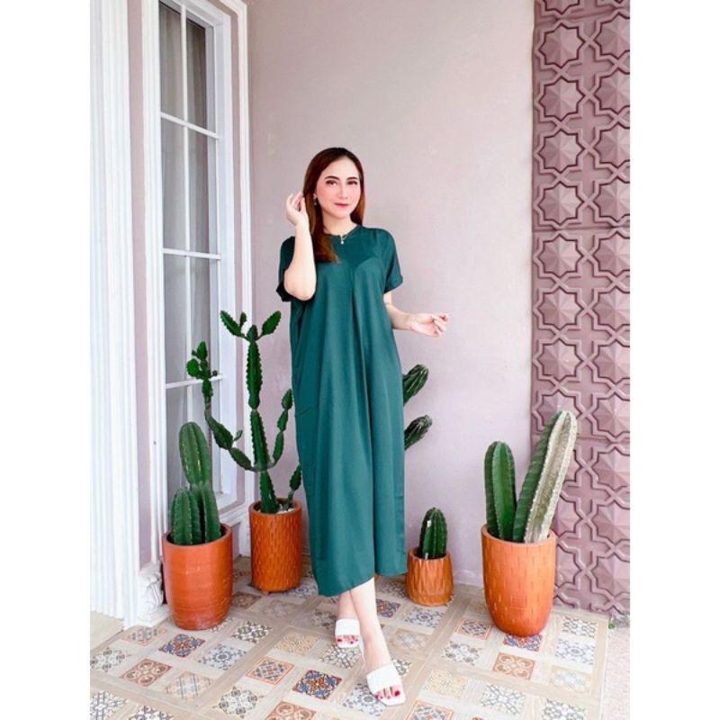 Daster Panjang Semata kaki Busui Kekinian Non Ruffle  AFERO STORE-LONG(IJO BOTOL)