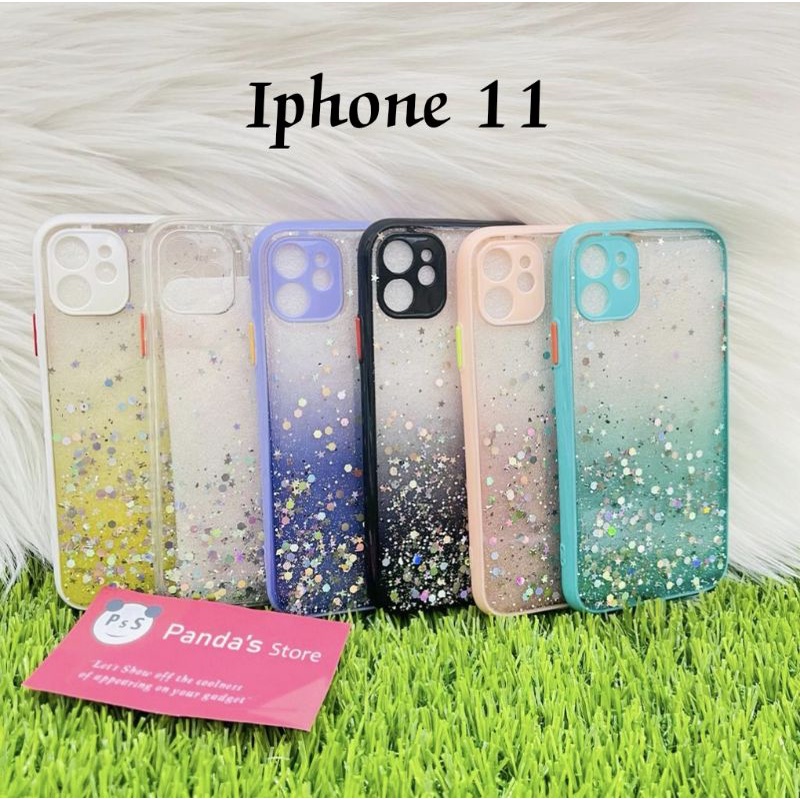 Glitter Case Iphone 11, 11Pro, 11Promax Funny Color Dengan Pelindung Kamera (PsS)