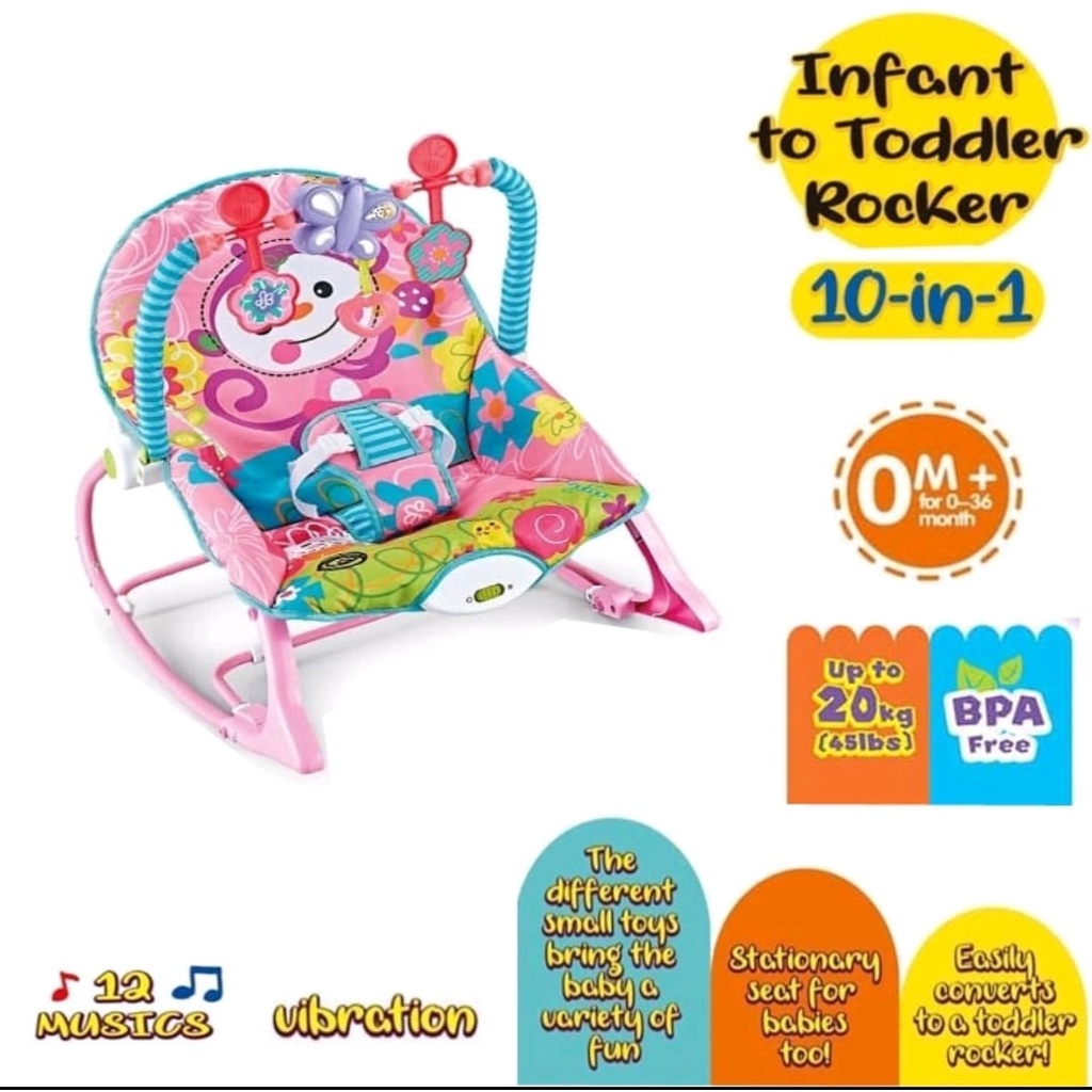 Bouncer Kursi Goyang Manual Bayi Space Baby Mastela FREE BUBBLE WRAP!!-CAN-PINK MONKEY