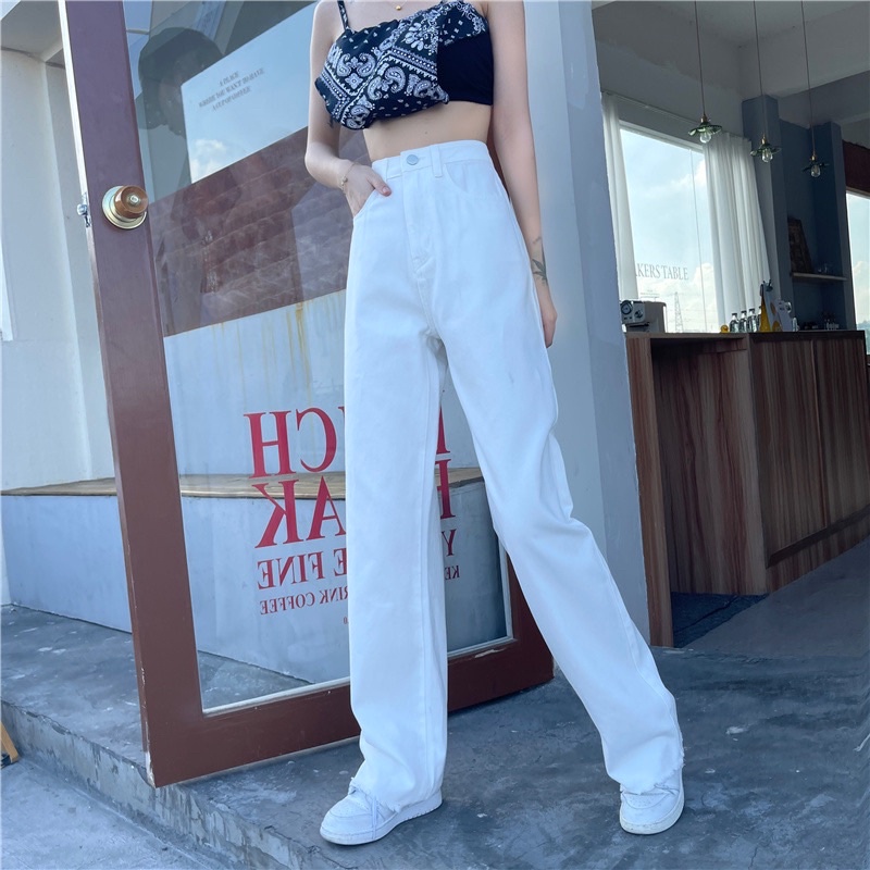 JEANS HIGHWAIST IMPORT UNFINISH CELANA PANTS WANITA CEWEK CULLOTE HW WHITE DENIM MX830