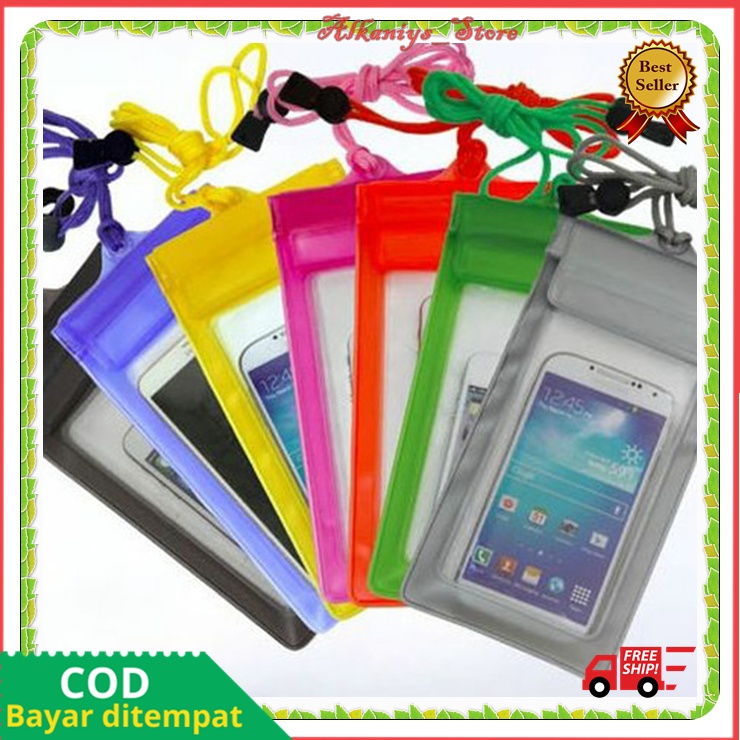 Sarung Hp Anti Air Waterproof Case Karakter Cover Kalung Tas Plastik Pelindung HP Warna Murah Watter