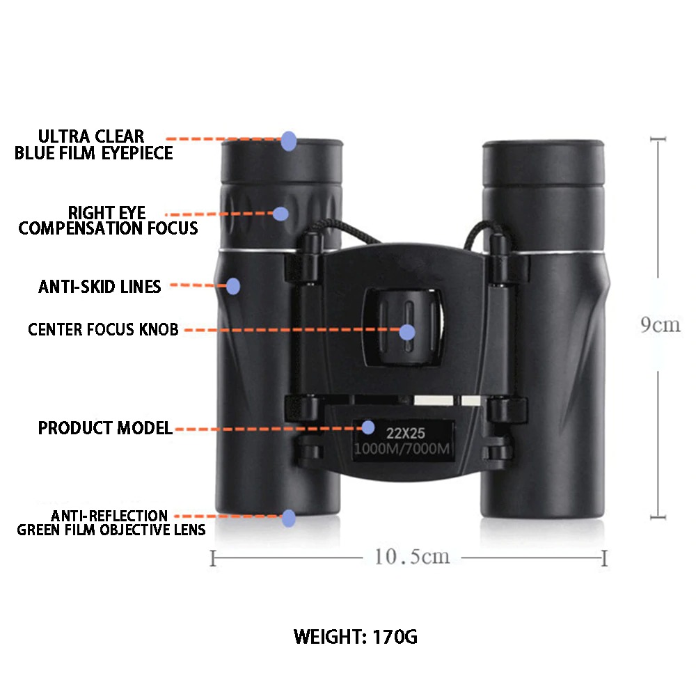 ARSSON Teropong Binocular Outdoor Magnification 22x25 Long Range HITAM