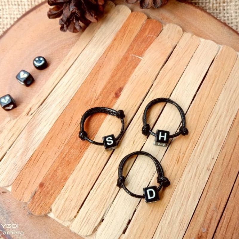Cincin tali inisial/cincin tali giok/cincin custom nama/cincin custom inisial/cincin hitam/cincin ta