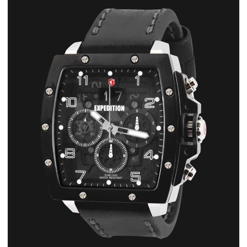 Expedition E6659-MCLTBBA Man Black Dial Black Leather Strap