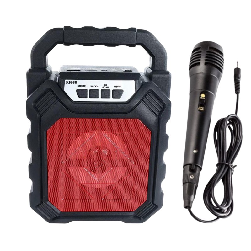 KISONLI - Speaker Bluetooth Tenteng Plus Mic Karaoke, Radio, USB, Micro SD - Jertech X1-MERAH
