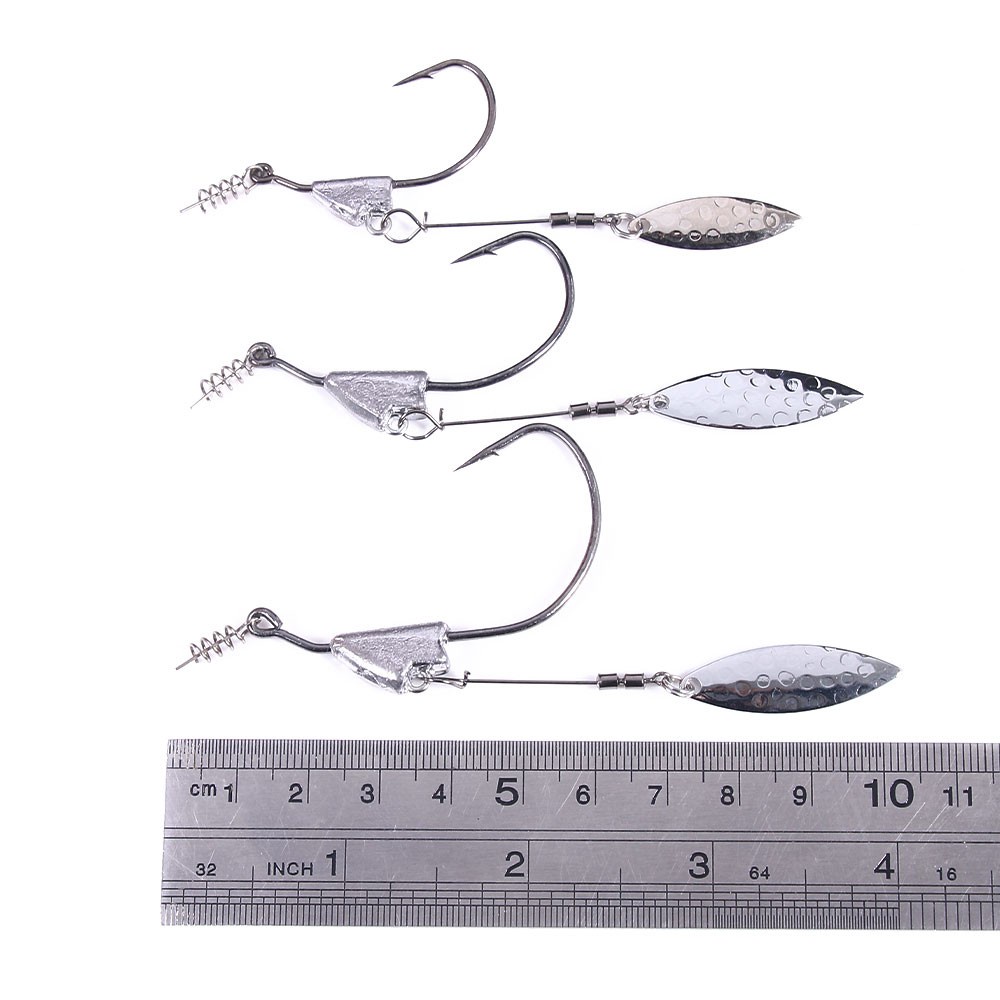 Hengjia New 5pcs/Pack Fishing Hook With leader Spoon Connector Ring Fishing Lure Kail Pancing Jig Head 3.5g 5g 7g Dengan Pin Pegas