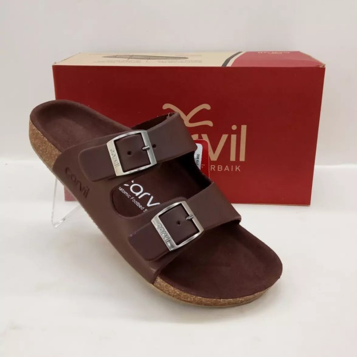 promo Sandal pria Carvil Benzo 02 Coklat.Original by Carvil