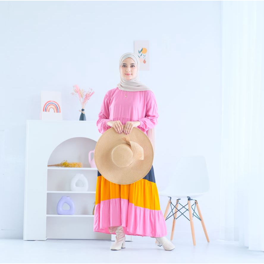 (DBY) GAMIS MIDI CARESA DRESS RAYON OVERSIZE  PREMIUM