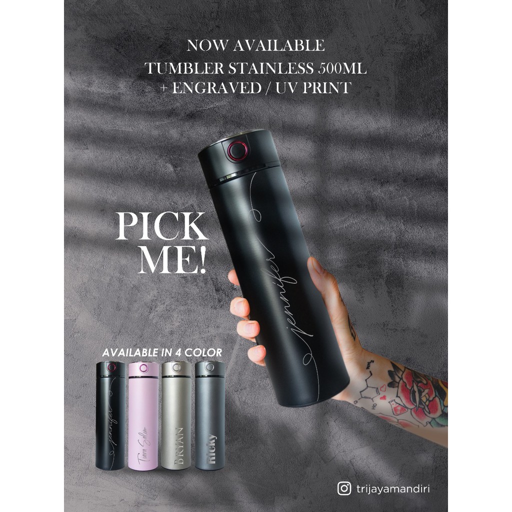 TUMBLER KENJI GRAFIR NAMA / BOTOL AIR PANAS / TERMOS / BOTOL MINUM CUSTOM / Box Tumbler