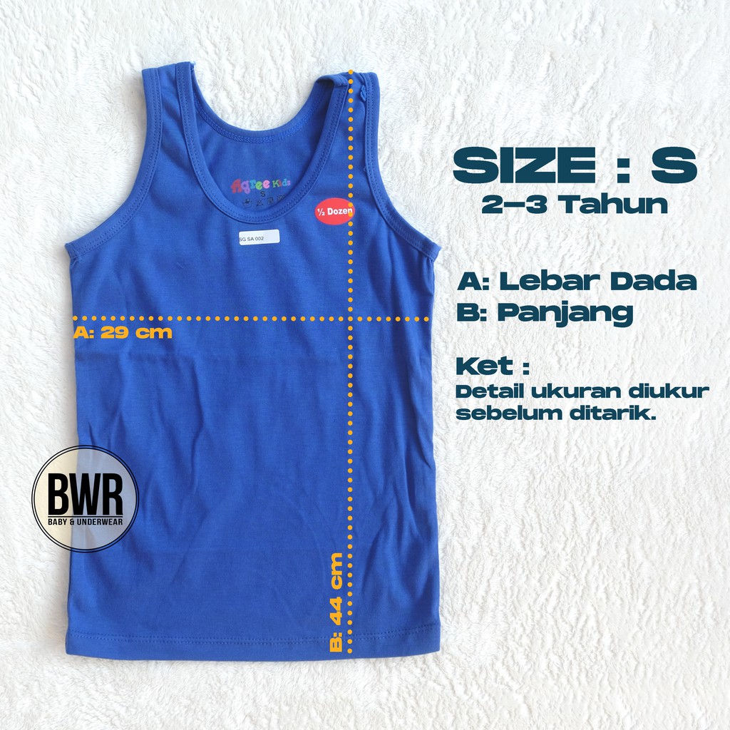 SINGLET AGREE TEBAL SA 002 | Kaos Dalam Singlet Anak [1 O1-R1] Dasar Warna