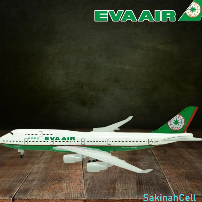 Miniatur Pesawat Boeing B747-400 Eva Air Diecast Medium Airplane