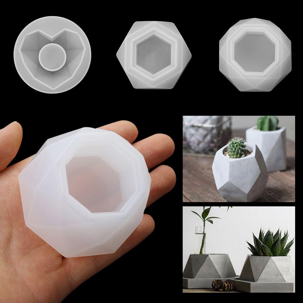 Wonder Crystal Resin Tray Cetakan DIY Membuat Perhiasan Alat Casting Hexagon Cup Succulent Pot Bunga