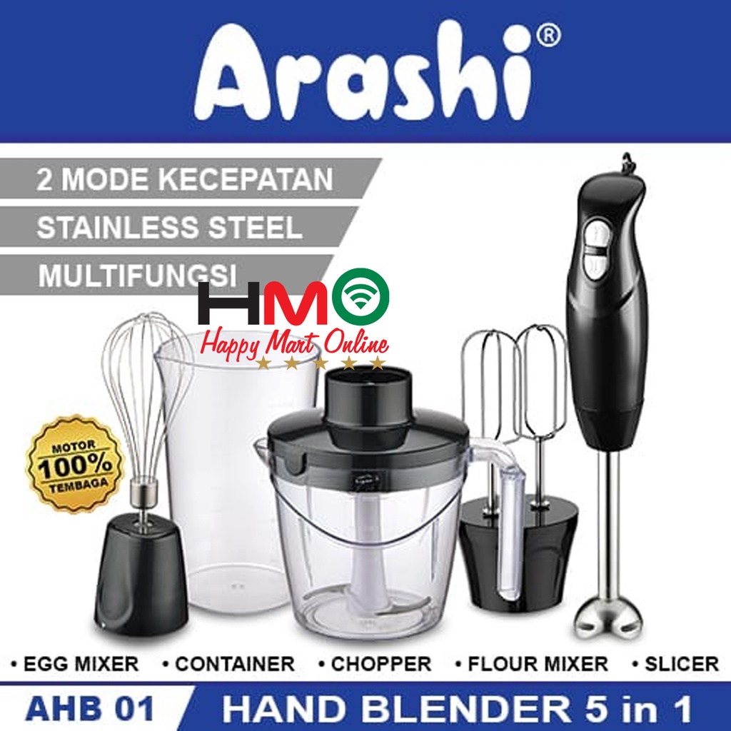 [Jt] Arashi Hand Blender 5In1 Ahb-01 Blender Tangan Mixer Juicer Chopper Arashi Ahb 01 Hand Blender
