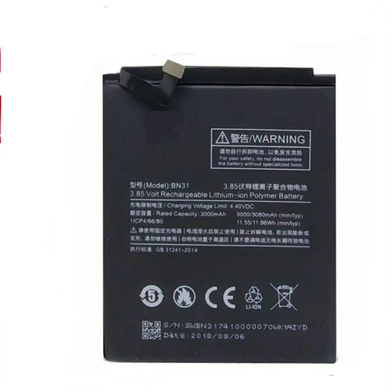 Baterai Xiaomi Redmi Mi 5x Mi5x Note 5a A1 BN31 Original OEM Batu Batre Batrai Battery BN 31 Mi A1