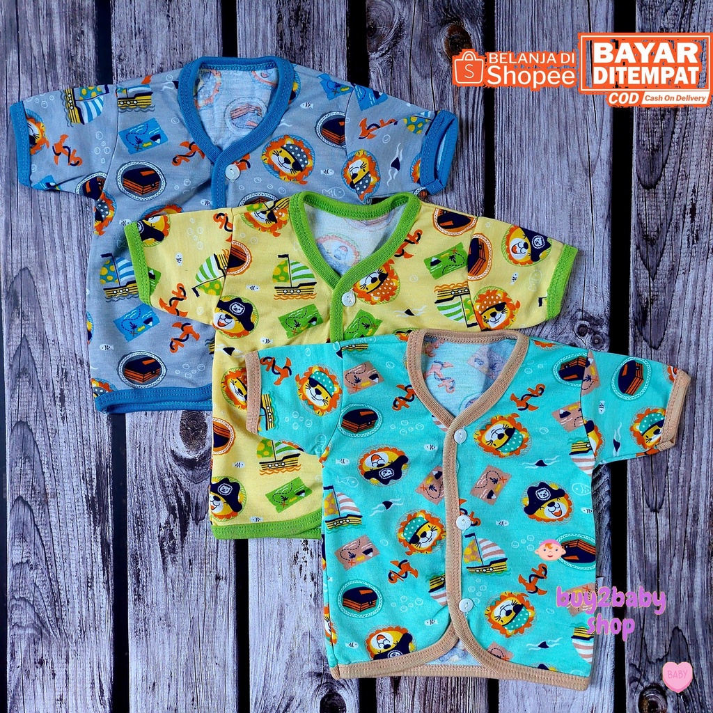 Piyama pendek bayi Cico Miko Happy Jungle Series 0-6 Bulan 3 PCS