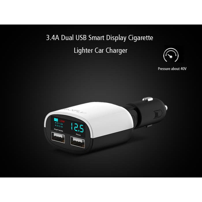 Super Fast Charger LED Dual USB 3.4A / Charger Mobil Fast Charging