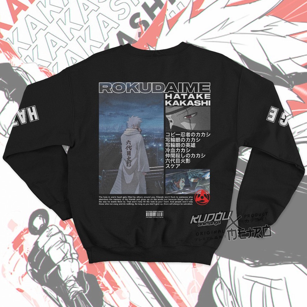 Crewneck Rokudaime Kakashi Anime Manga Naruto Premium Cotton Fleece unisex