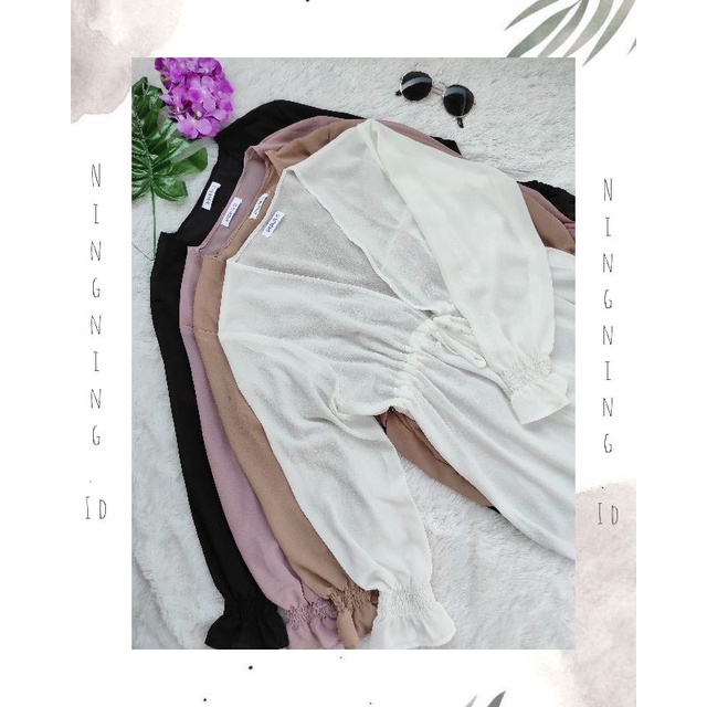 Outer Wanita Panjang Fashion Korea Muslim Cardigan Terbaru Bahan Ceruty Babydoll