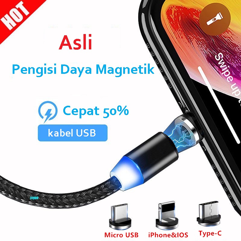 Kabel Data 3 in 1 Nilon Kabel Dikepang 3A Cepat Mengisi