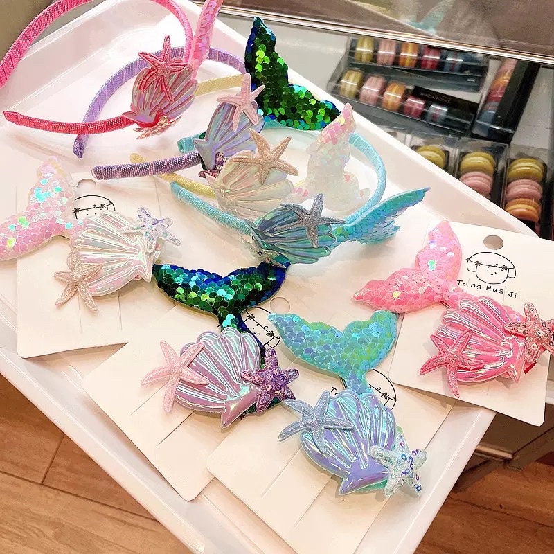 Bando Anak Korea Mermaid Jepitan Pita Aksesoris Rambut Anak Korea Lucu Terbaru