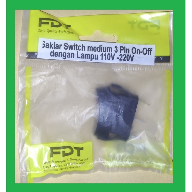 Saklar Switch medium 3 Pin On-Off 5A 220V dengan Pilot Lampu 110V 220V