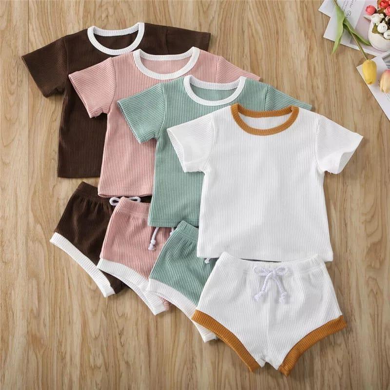 BEFAST - ZTL OOTD Setelan Anak CIARA / set anak bora rib / Setelan Anak Perempuan Terbaru 2022 / Atasan Kaos Lengan Pendek+Celana Pendek / Oneset Polos Casual / Setelan Anak-Anak Santai Rumahan / Termurah