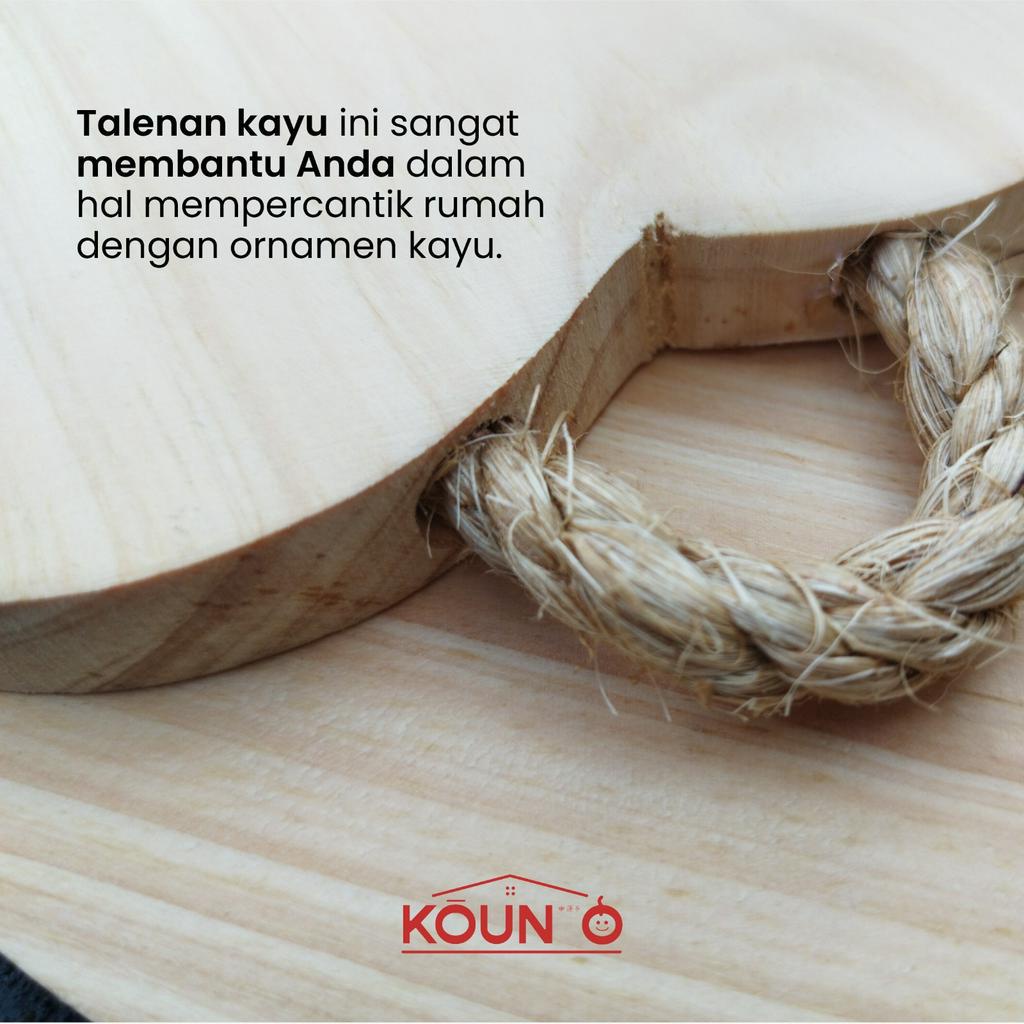 Talenan Kayu Pinus Premium Food Grade Bentuk Hati Talenan Gantung Dengan Tali Tambang Hiasan Dinding Perlengkapan Rumah