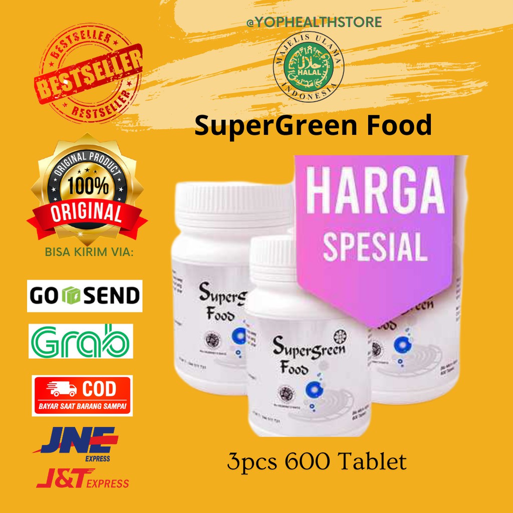 Supergreen Food Paket hemat 3 SGF 600 tabs Chlorella Spirulina Super GF Original KK Indonesia