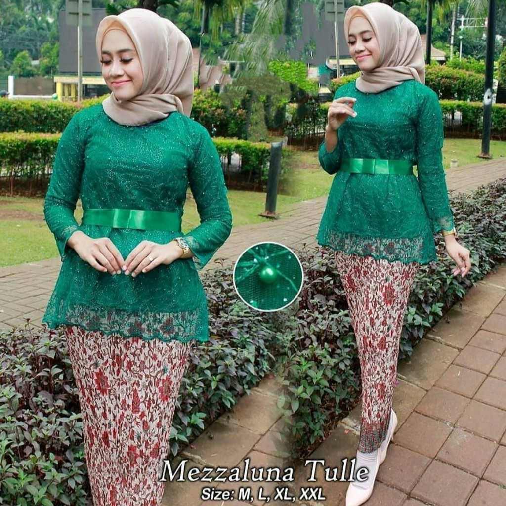 DRESS KEBAYA MEZZALUNA - SET KEBAYA TULLE MUTIARA - KEBAYA MODERN TERBARU - BAJU WANITA - PAKAIAN