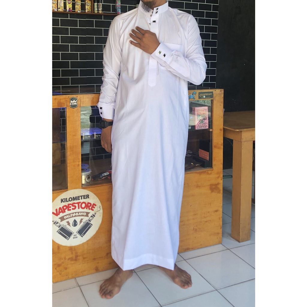 jubah pria muslim slim fit kancing model jubah saudi - AL-Fadhil - pria model polos - gamis dewasa t