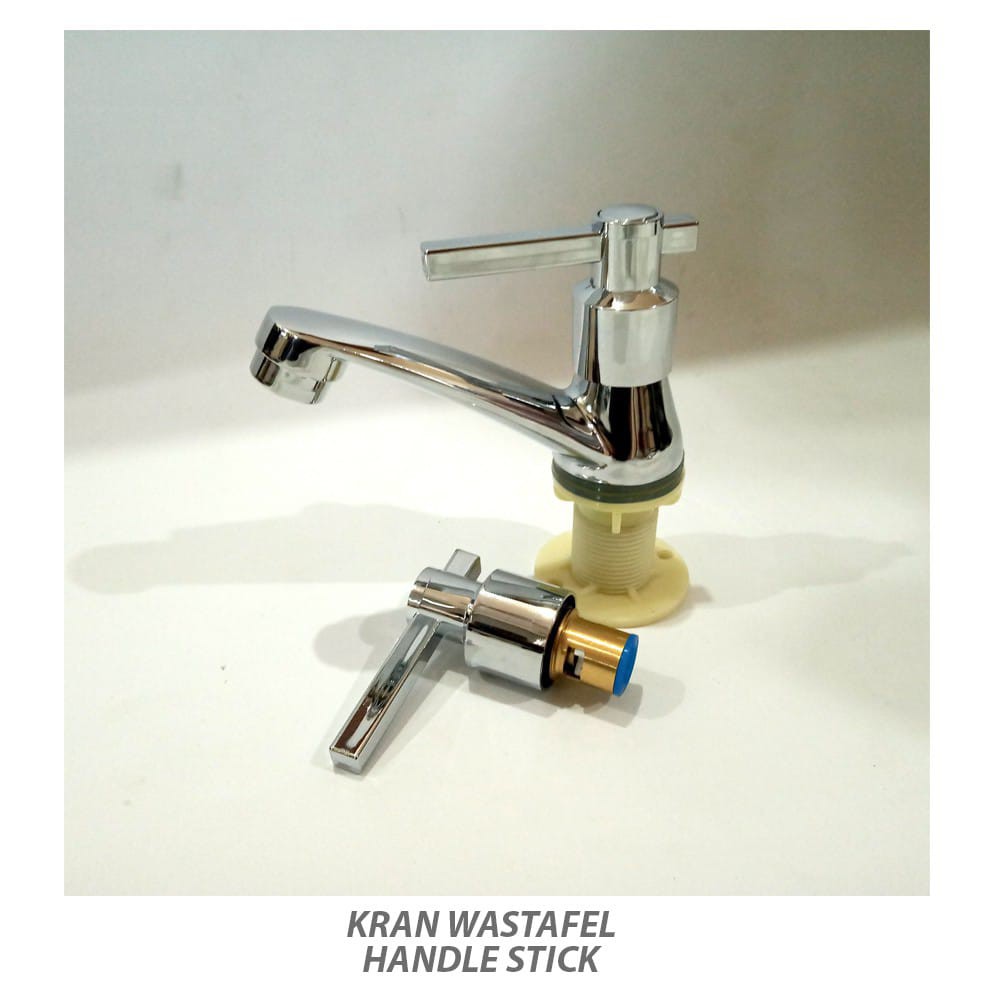 Kran Wastafel  Stainless 1/2 Inch Model Engkol