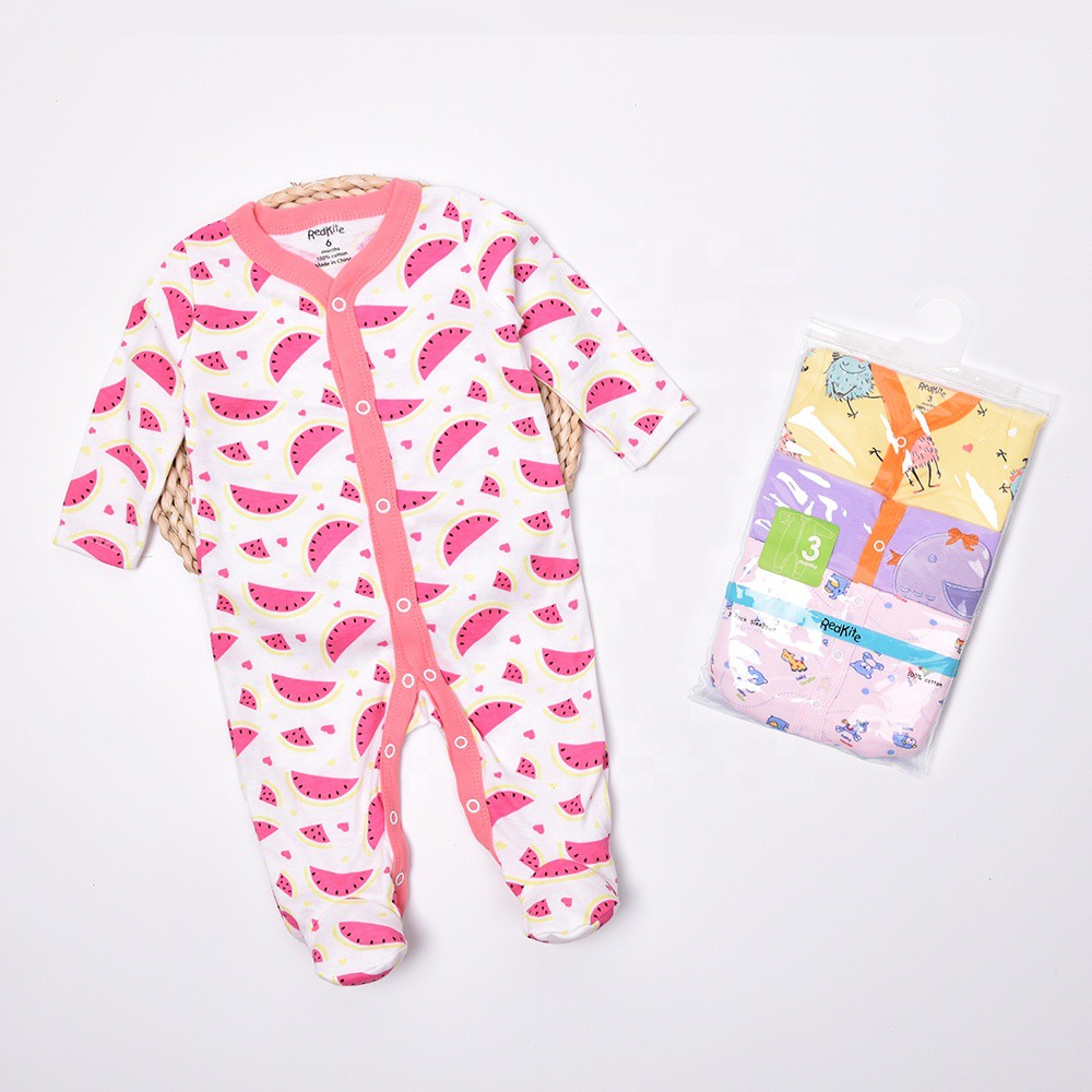 Sleepsuit Bayi 3 Pcs Premium Romper Bayi Perempuan Tutup Kaki P010