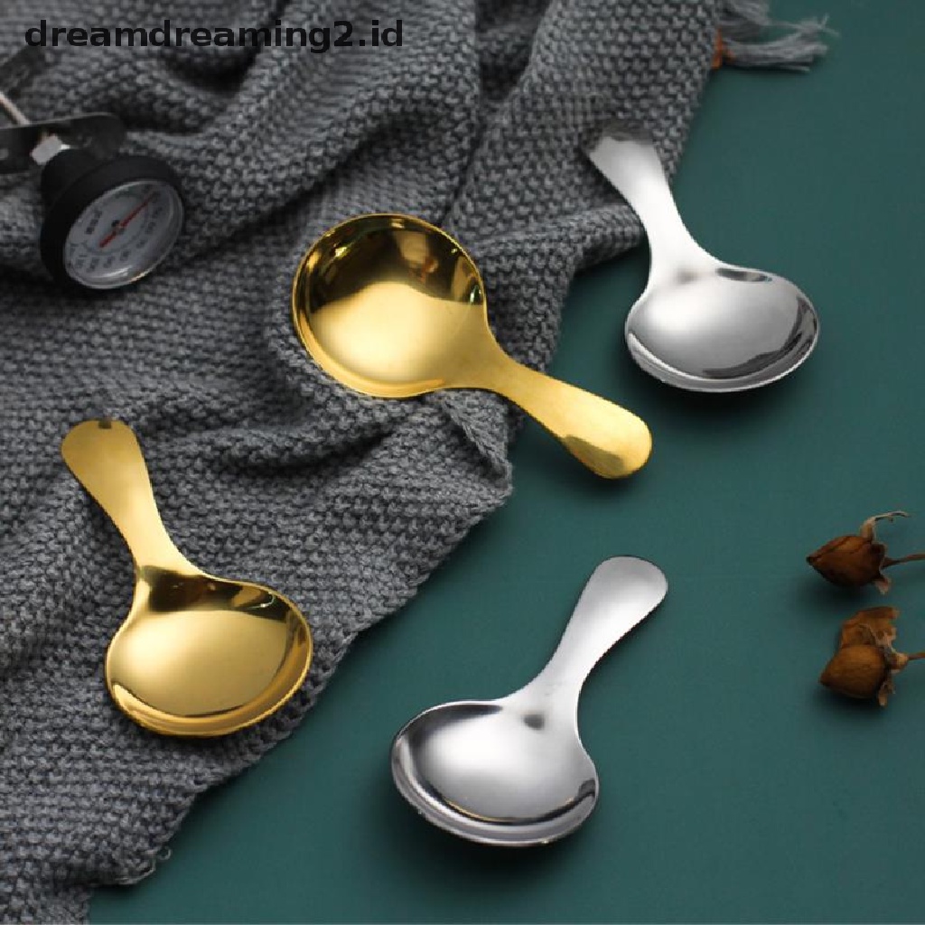 Sendok Scoop Es Krim / Gula / Garam / Rempah-Rempah Mini Bahan Stainless Steel Dengan Gagang Pendek