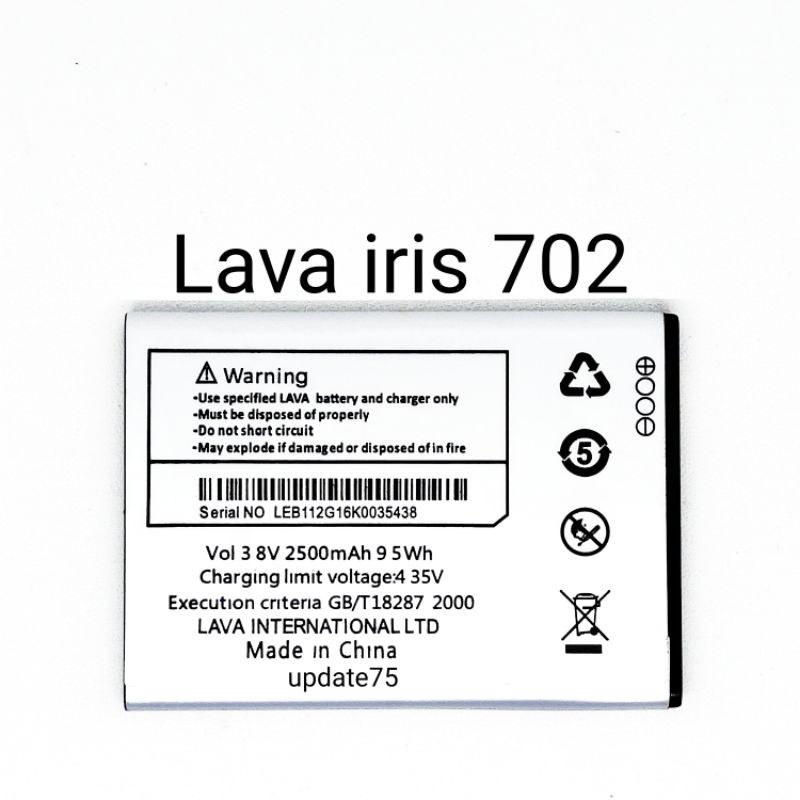 Baterai Lava iris 702 LEB112 original