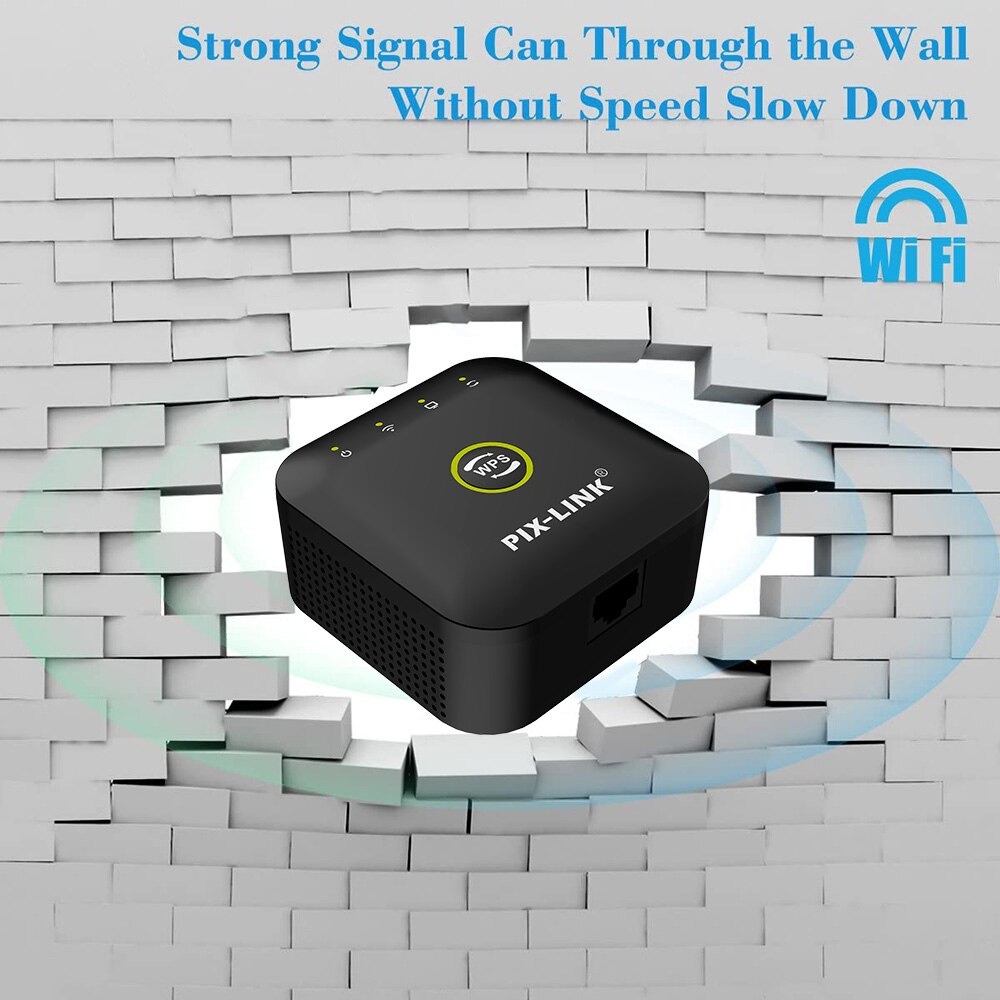 PIX-LINK Wireless WiFi Range Extender Amplifier Repeater 300Mbps - WR23 - Black