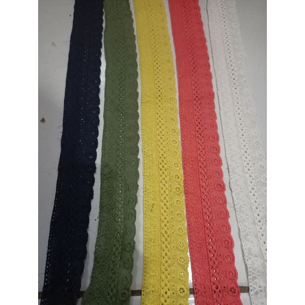renda katun Jepang 6 warna lebar 4 cm (15 yard)