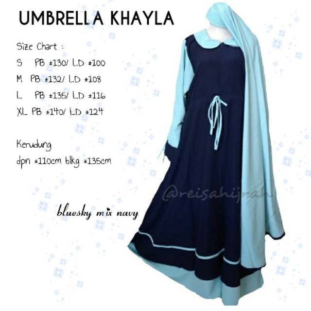 Set Gamis Syar'i Jilbab Cadar Umbrella Khayla