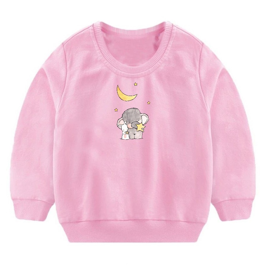 Crewneck Anak Balita Motif Stars Rabbit Elephant Bahan Pleece Ala Korean Style