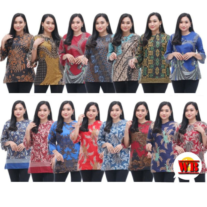 COD 100RB DAPAT TIGA BLOUSE BLUS BATIK ATASAN KERJA WANITA BAJU KANTOR MURAH BATIK PEKALONGAN GROSIR SERAGAM BATIK