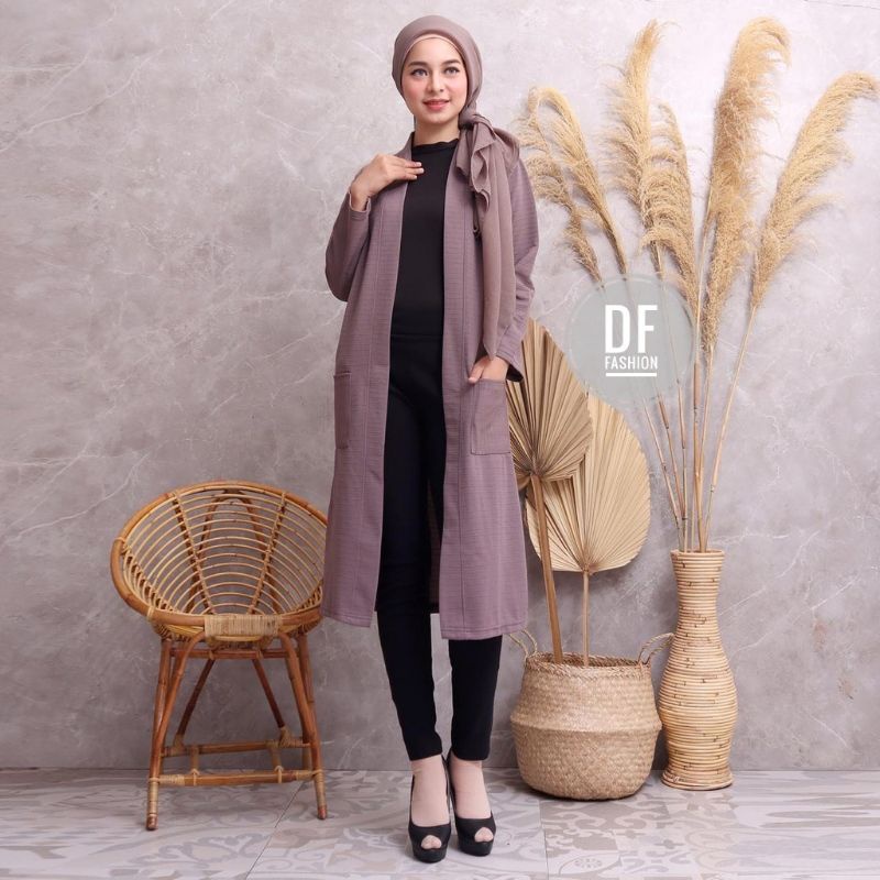 Outer Tunik wanita/ Cardigan wanita Motif Polos GREY