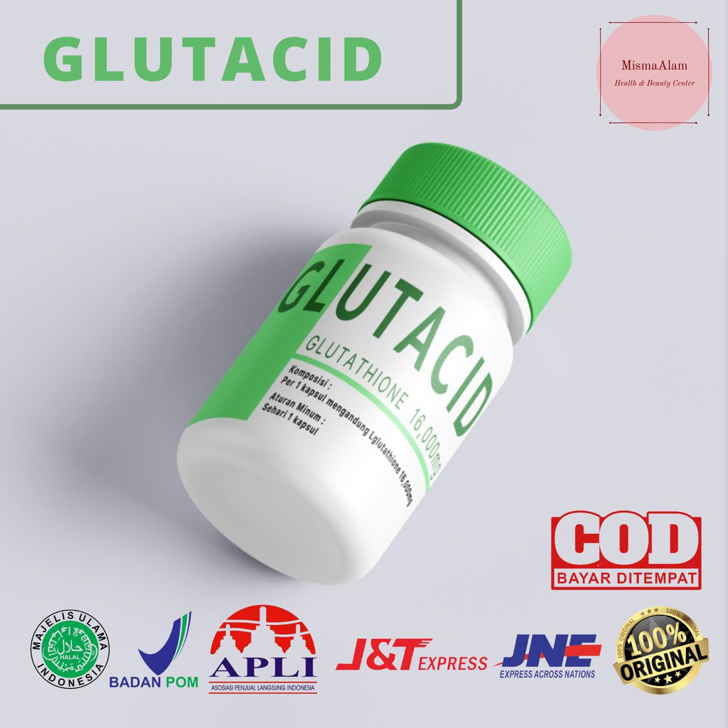 GLUTACID L-GLUTATHIONE WHITENING BOOSTER ORIGINAL OBAT PEMUTIH BADAN WAJAH ALAMI - PERMANEN,HERBAL