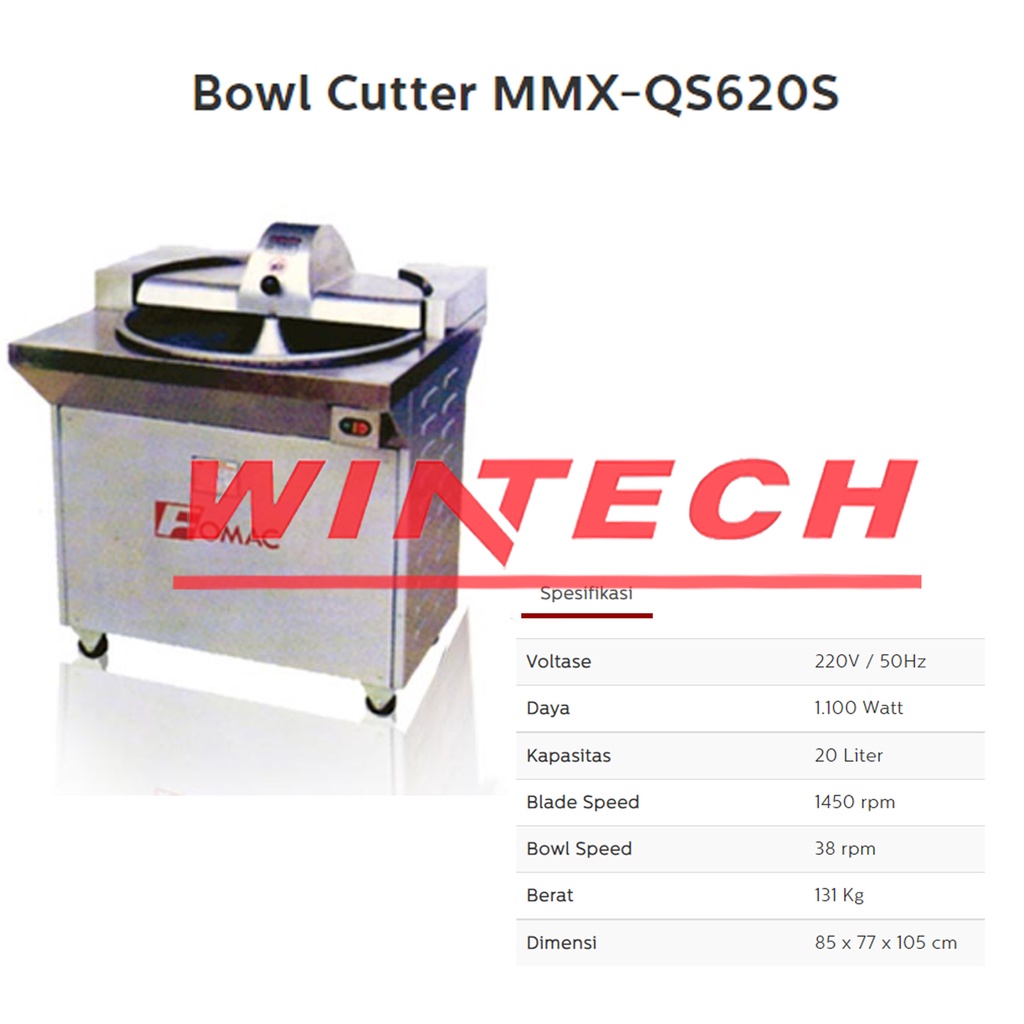 FOMAC MMX-QS620S ELECTRIC BOWL CUTTER / MESIN PENGADUK BAKSO