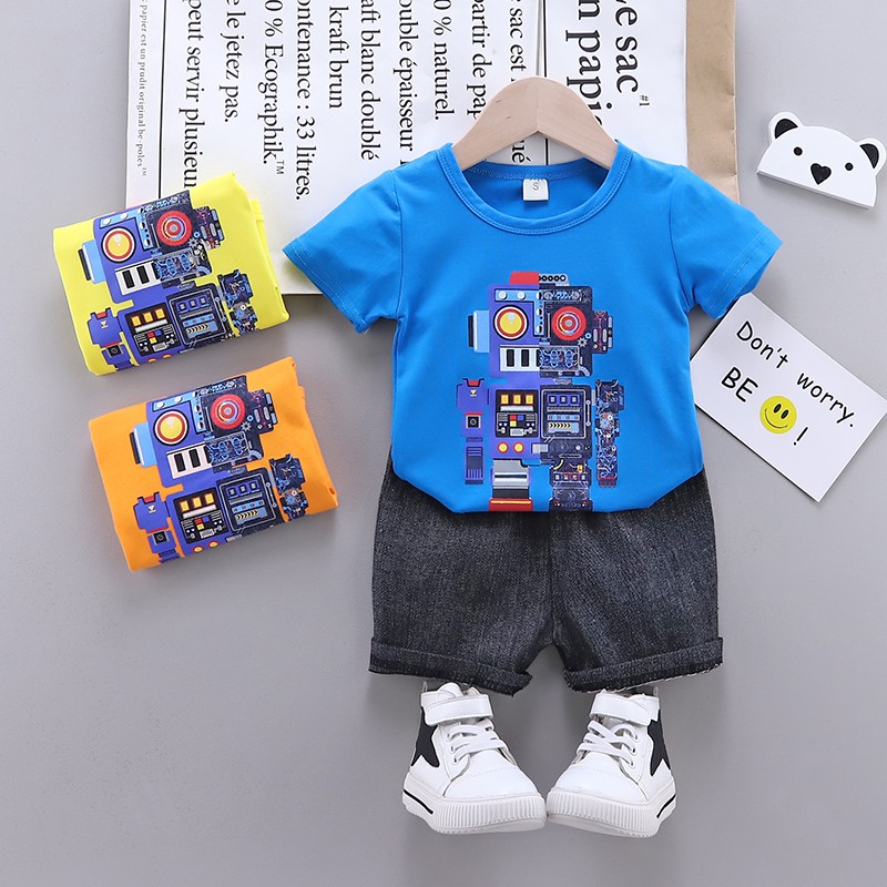 Setelan Pakaian Baju Celana Anak - Motif ROBOT 009 - 8 bulan - 4 tahun