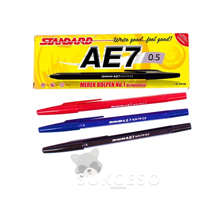 Jual Standard Pulpen Ball Pen Pena Ae Ae Merah Biru Hitam